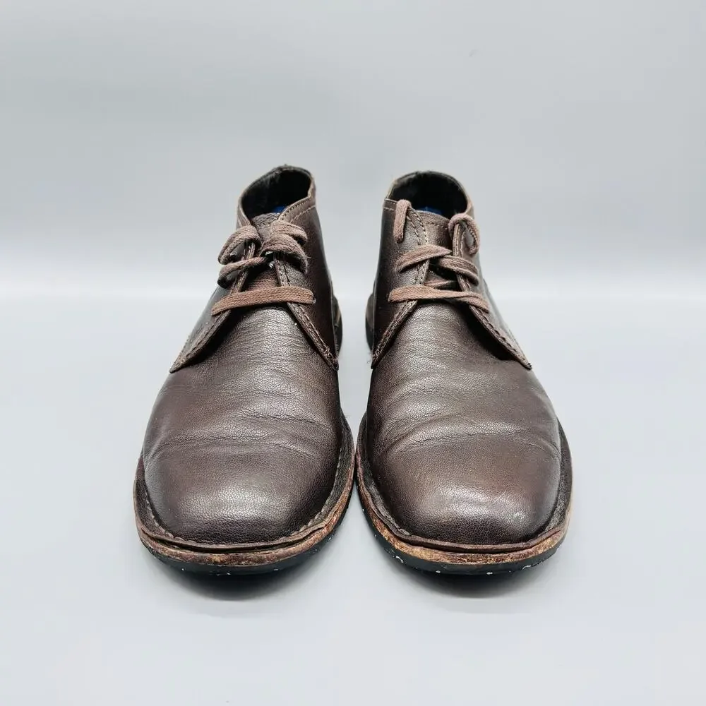 John Varvatos Boots Mens 10 Brown Leather Chukka Ankle Lace Up Casual Comfort